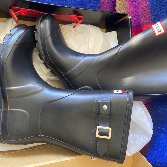 Hunter Womens Black Original Short Buckle Rubber Boot 36/7 - Picture 8 of 8